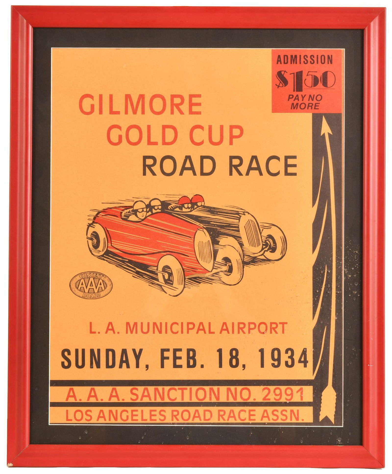1934 Gilmore Gold Cup Road Race Paper Poster Framed (1 of 2)