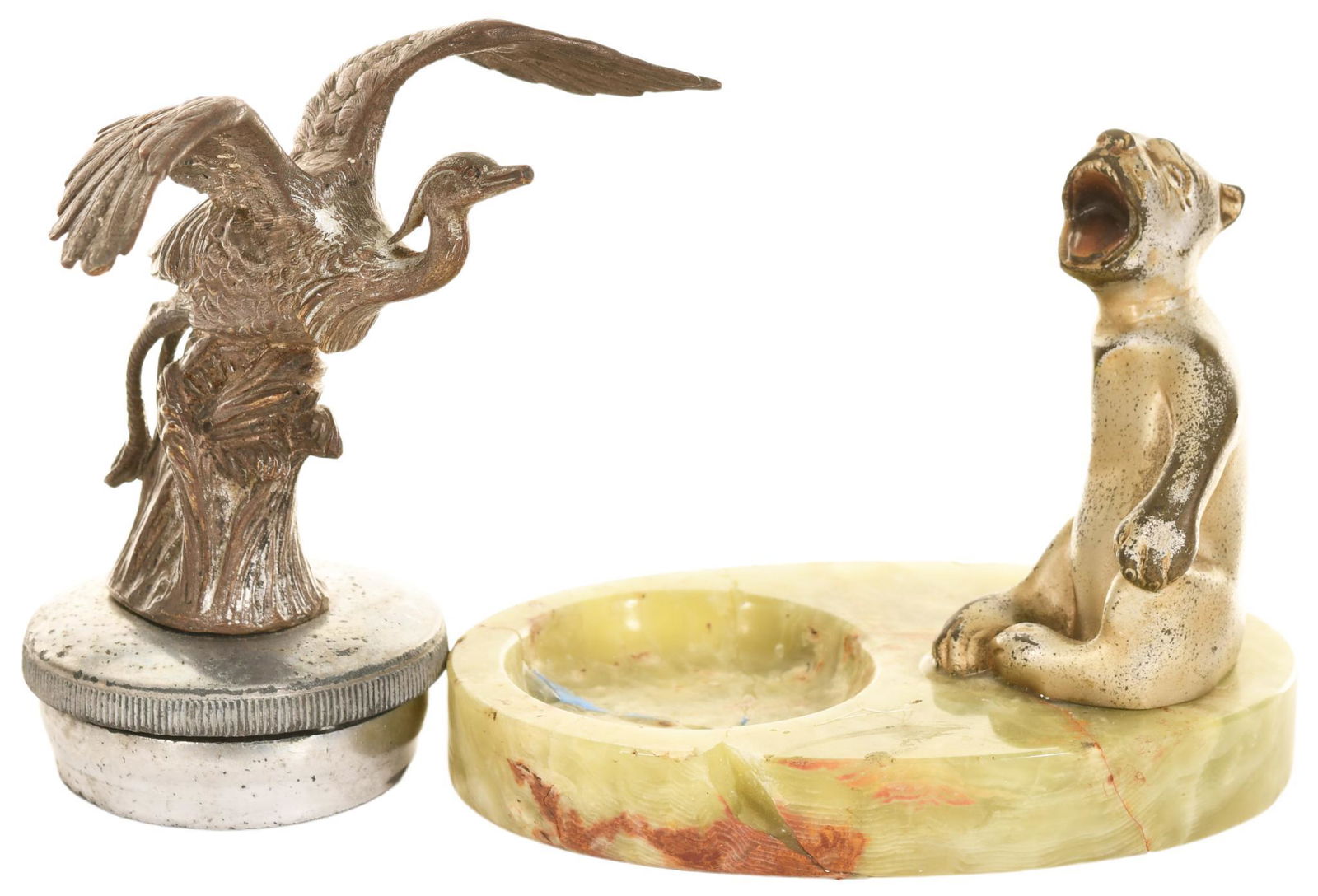 Stork Mascot and Laughing Dog Ashtray (1 of 2)