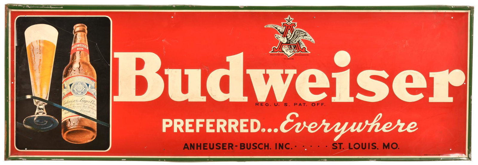 Budweiser w/Logo & Bottle Metal Sign (1 of 2)