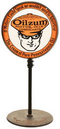 Oilzum Motor Oils & Lubricants w/Logo Porcelain Curb Sign
