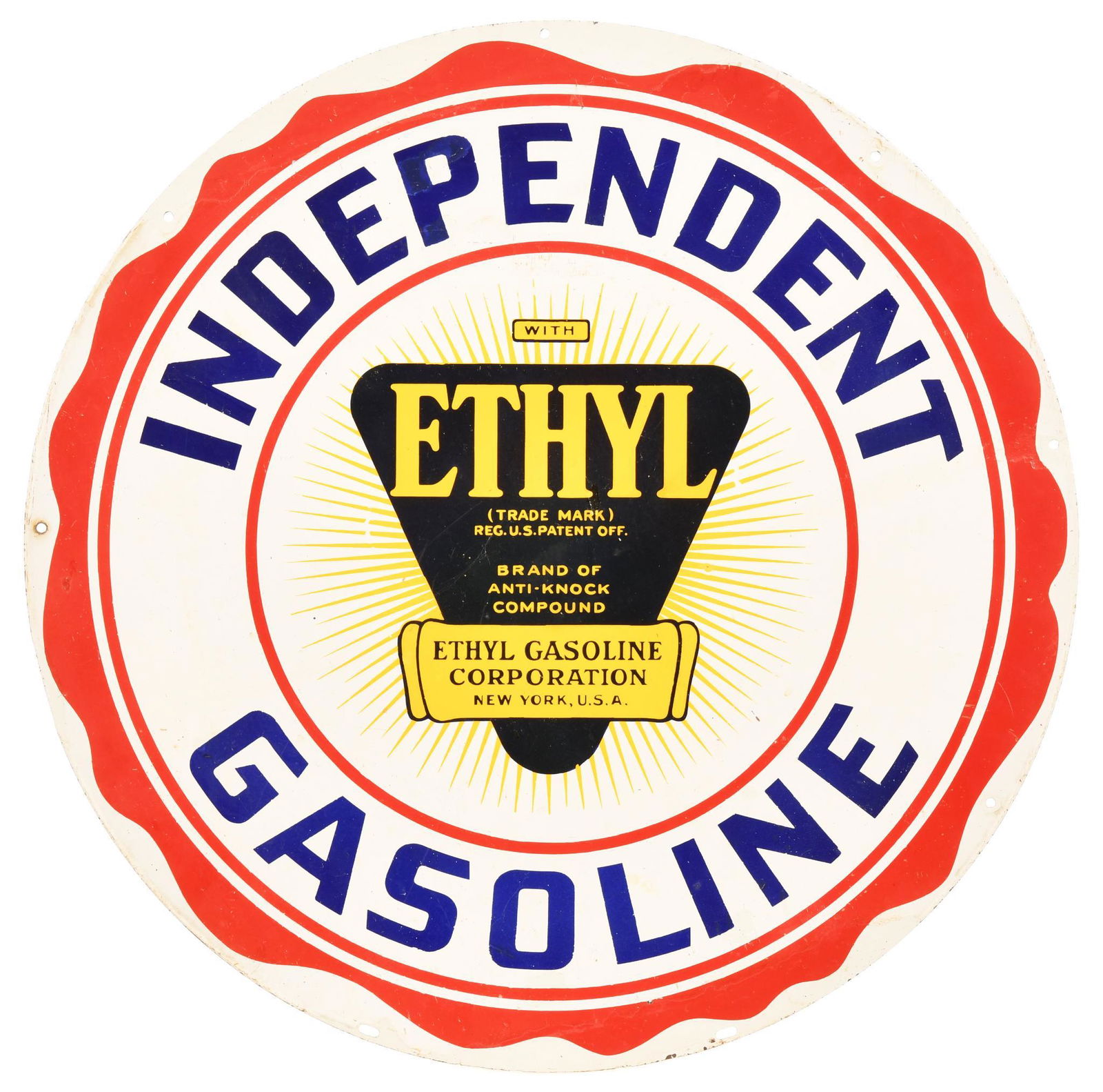 Independent Gasoline w/Ethyl Logo Porcelain Sign (1 of 2)