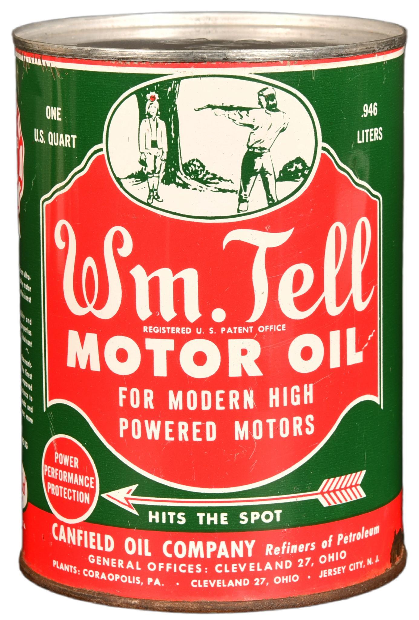 Wm. Tell Motor Oil w/Logo One Quart Round Metal Can (1 of 2)