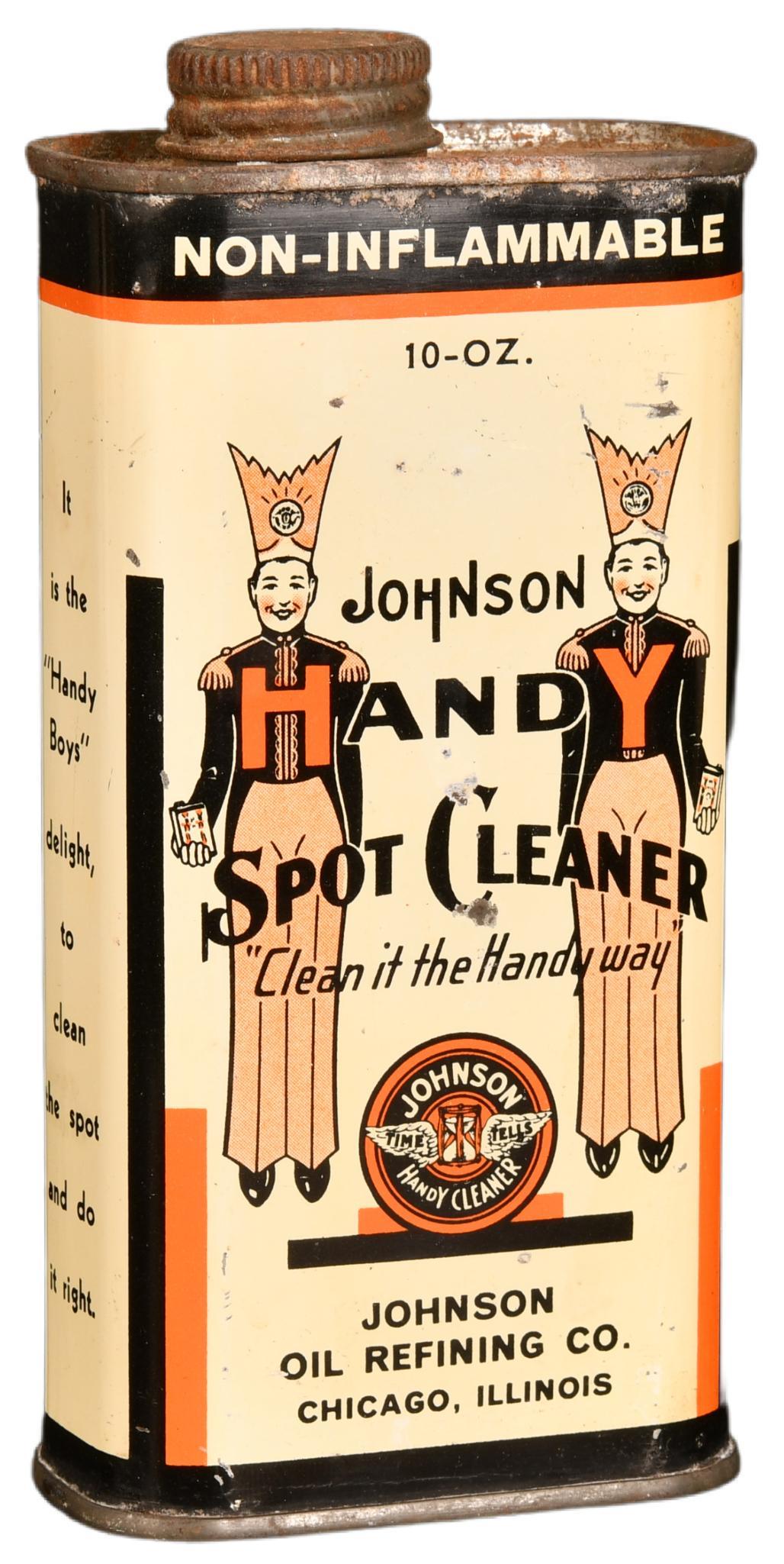 Johnson Spot Cleaner Metal 10oz Can: The metal can has good color and shine, has light wear and tiny paint spots, 10oz. Rated 8.25