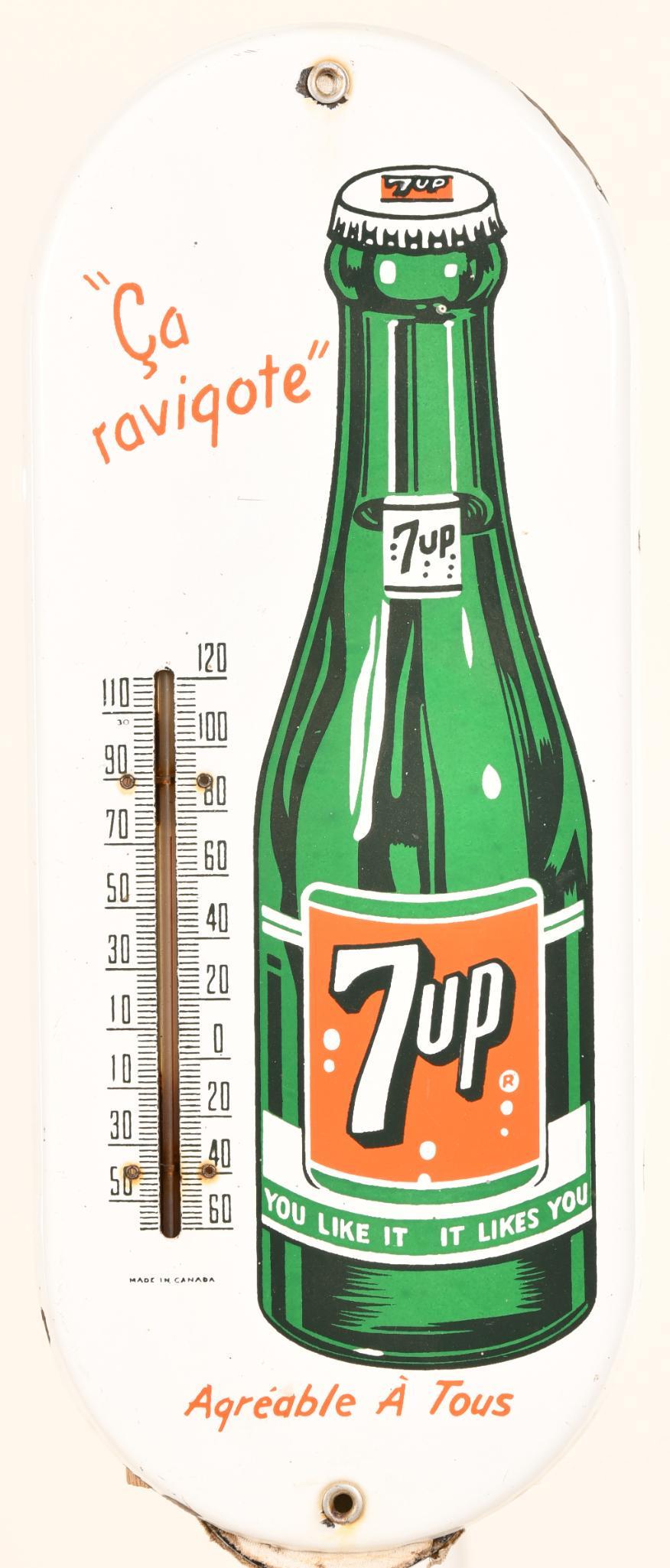 7up "Ca raviqote" w/Bottle Porcelain Thermometer (1 of 2)