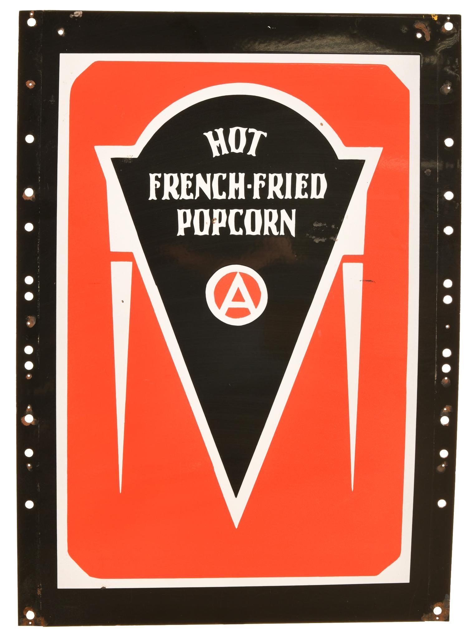 Hot French-Fried Popcorn w/Logo Porcelain Sign (1 of 2)