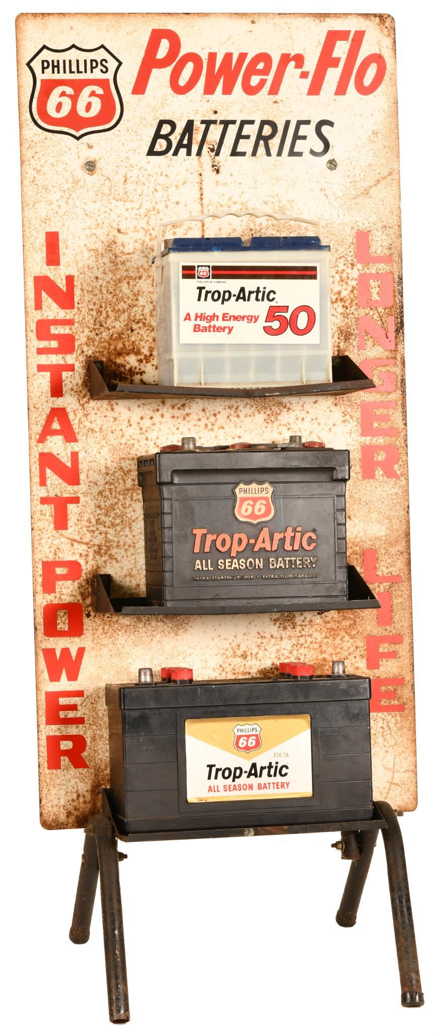 Phillips 66 Power-Flo Batteries Metal Display Stand (1 of 1)