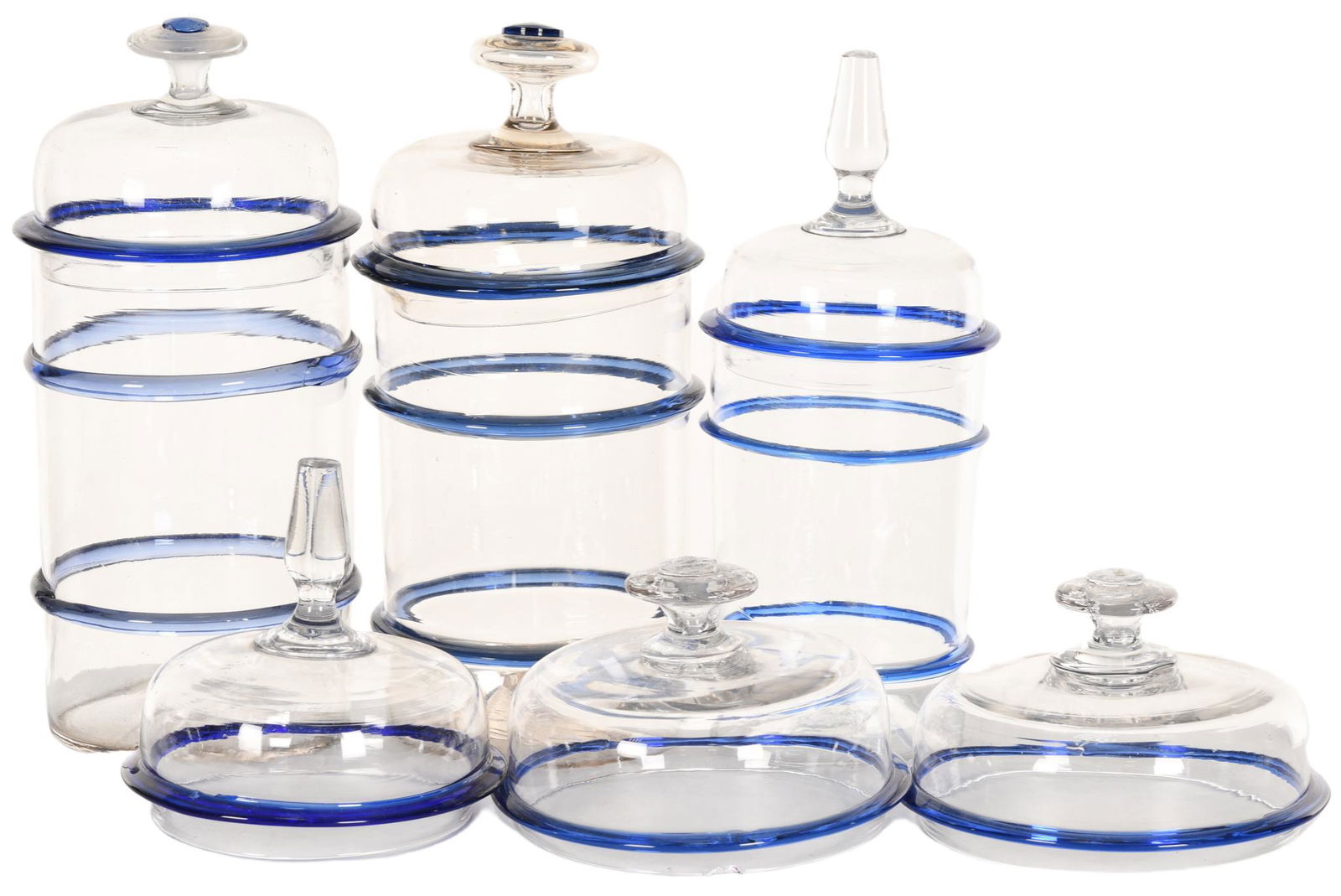 Early Ribbed Apothecary Hand Blown Jars & Lids (1 of 1)