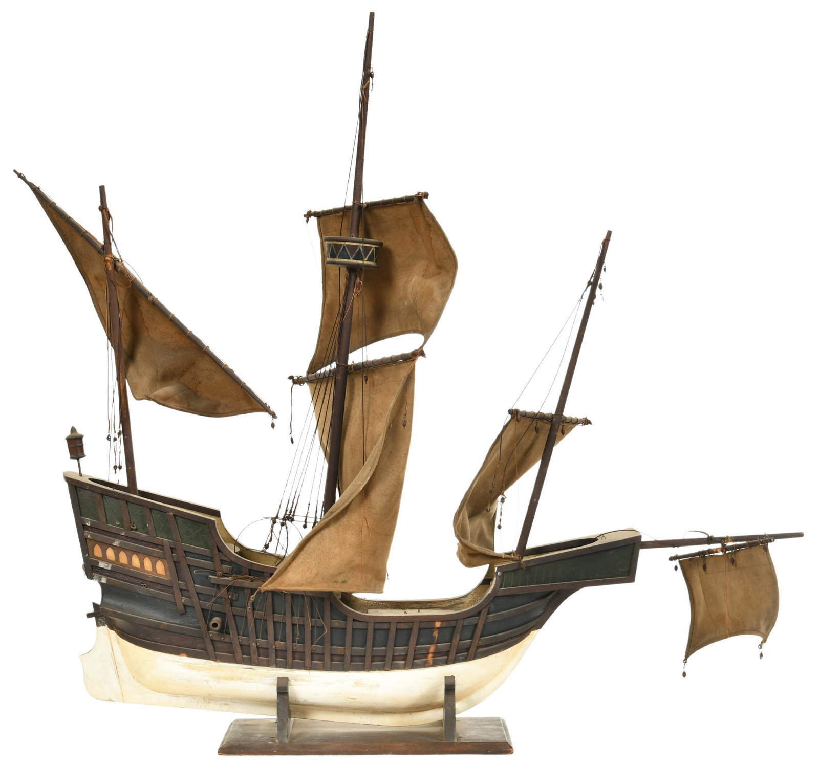 Early Wooden Sailing Ship Model (1 of 2)