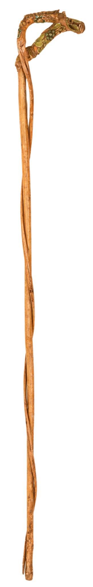 Early Wood Carved Cane With Floral Top (1 of 4)