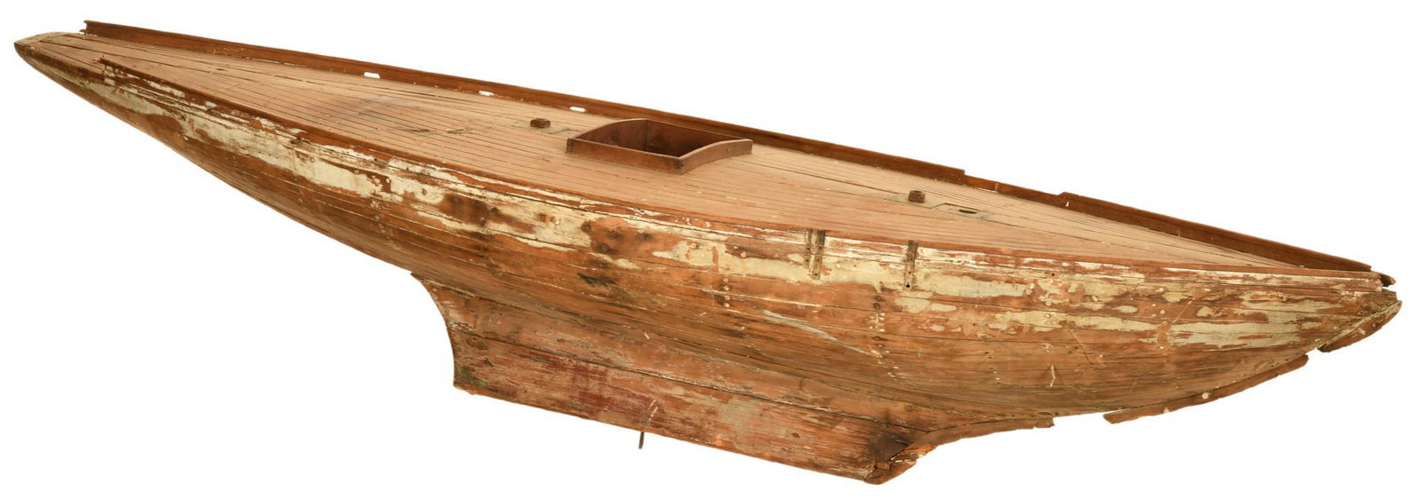 Model Ship: Has a nice distressed look, shows some wear and damage throughout, missing some pieces, 15"x67", rated 6