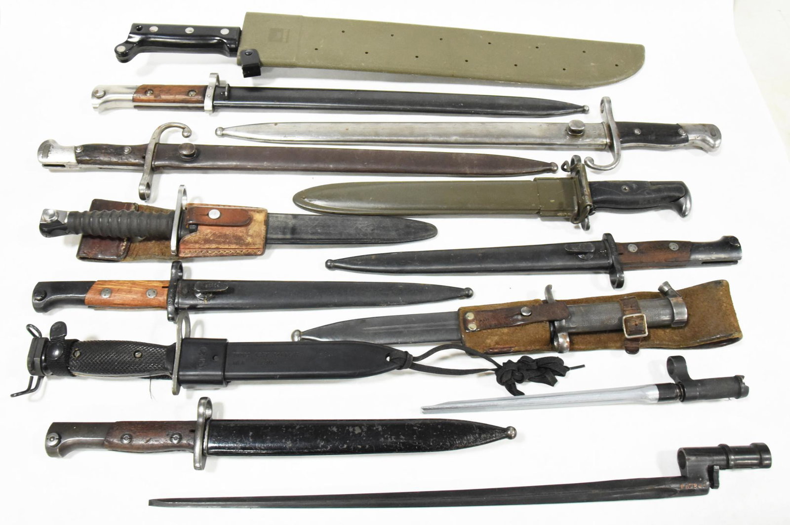 Lot of 13 Military Style Knives and Bayonets: Various conditions and manufacturers, some foreign, some American