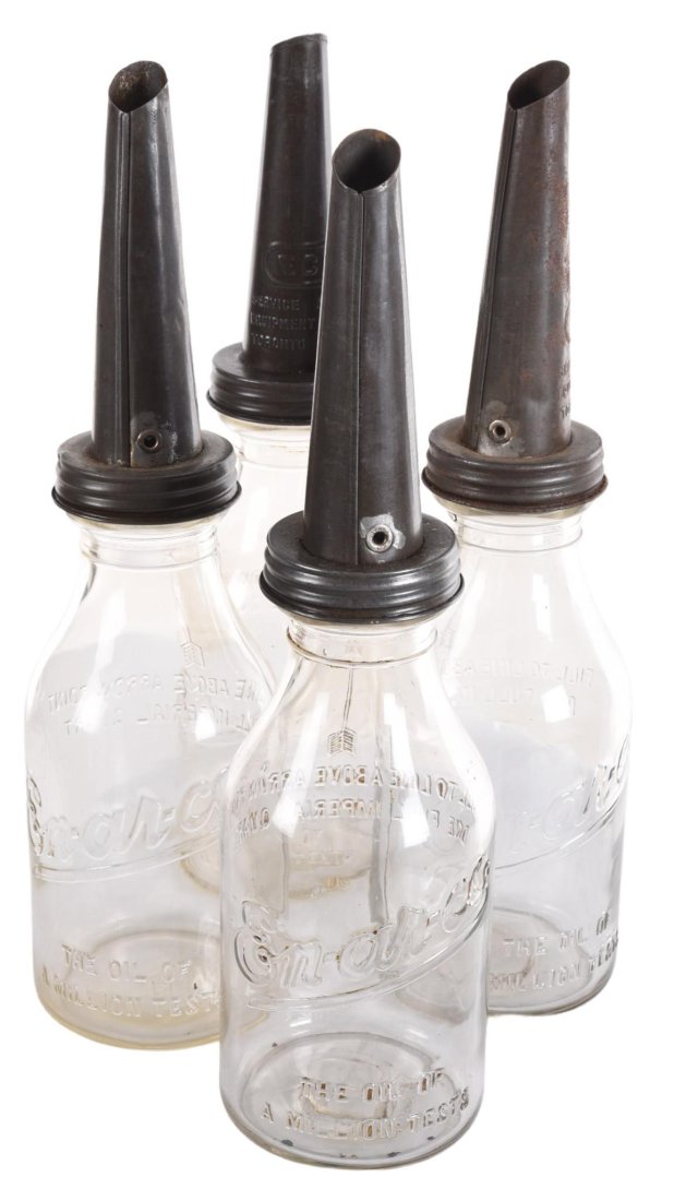 Lot Of 4 En-Ar-Co Embossed Glass Oil Bottles (1 of 6)