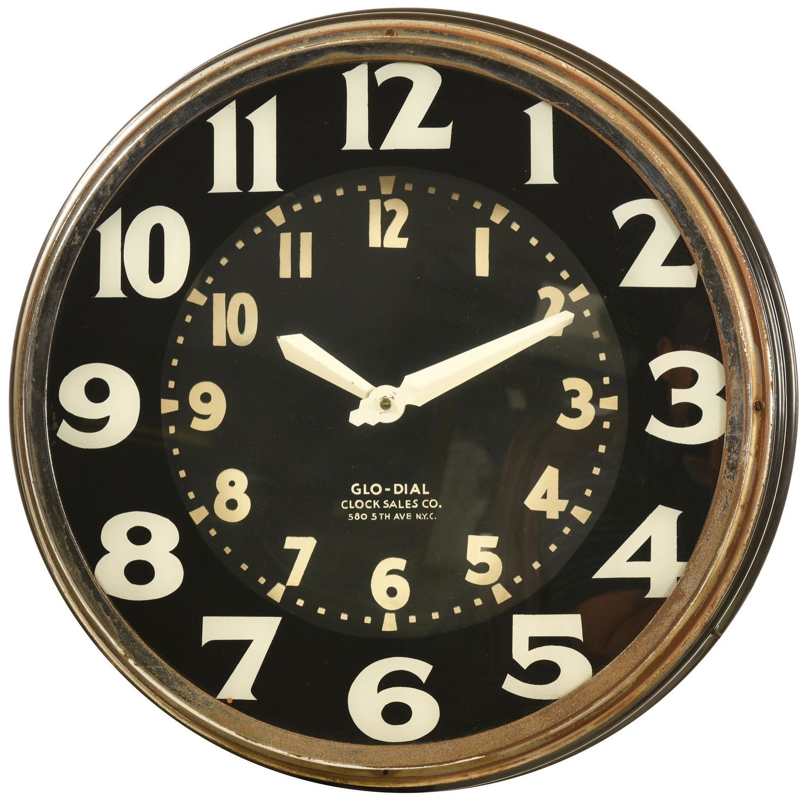 Glo-Dial Neon Clock: Does not light up or keep time, shows some wear throughout, case is original paint and tag, 22", chain pull needs replaced, rated 7.75