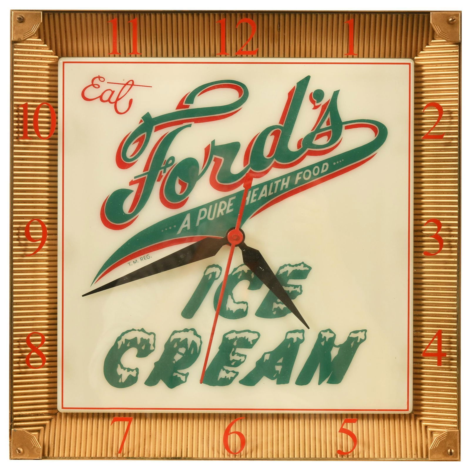 Fords Ice Cream Lighted Clock (1 of 2)