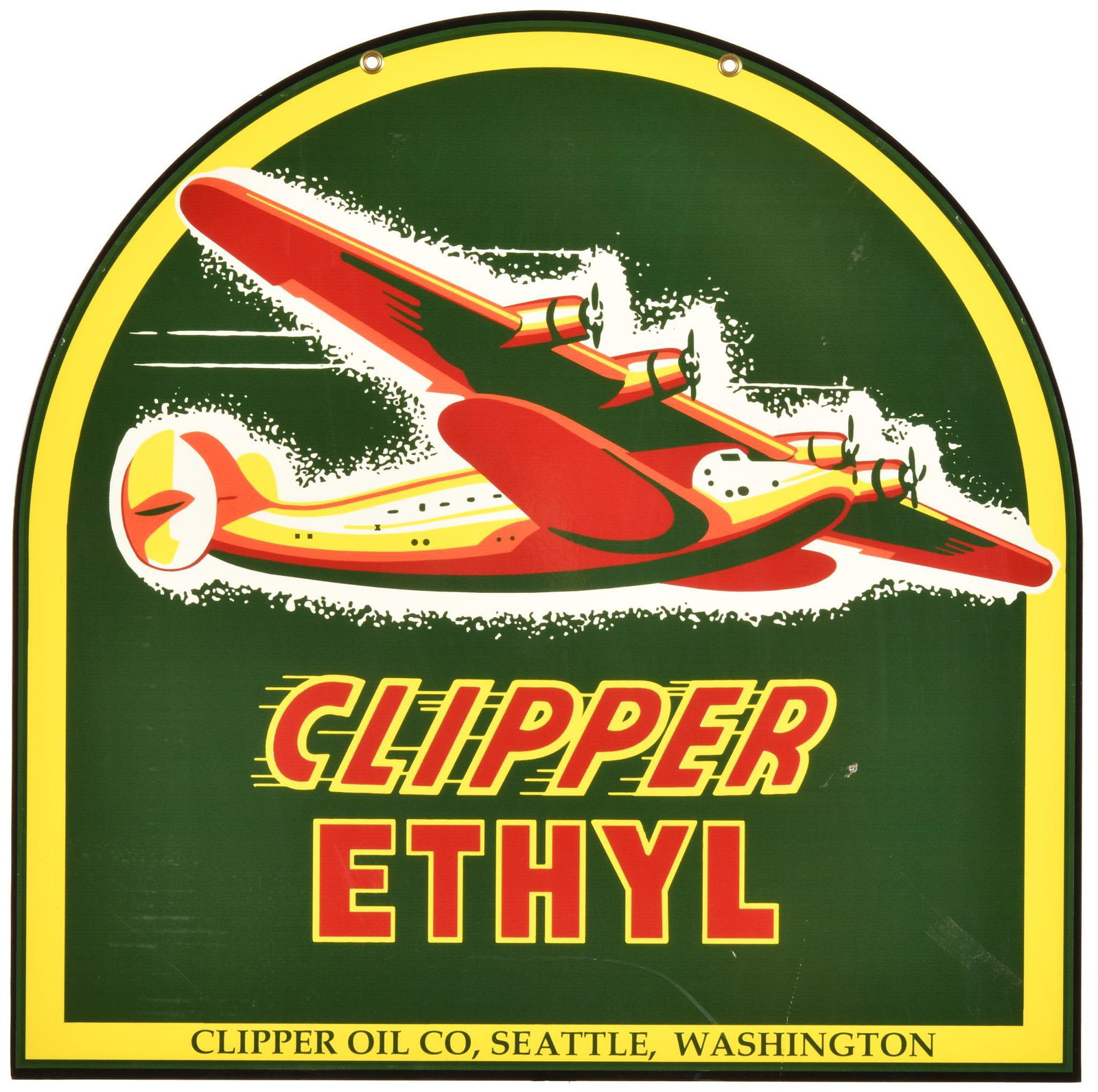 Clipper Ethyl Fantasy Sign: DST, has good color and gloss, shows some wear and scratching throughout, 24"x24", rated 8.5 & 8.25