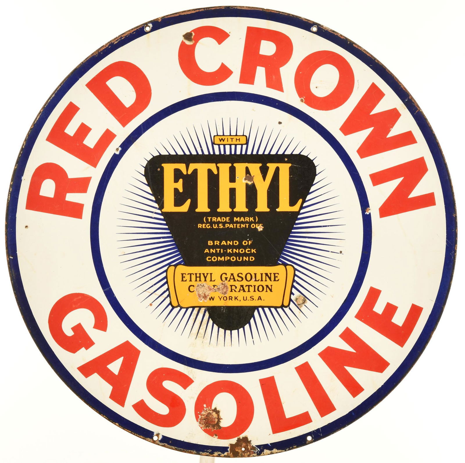 Red Crown Ethyl Gasoline Curb Sign (1 of 2)