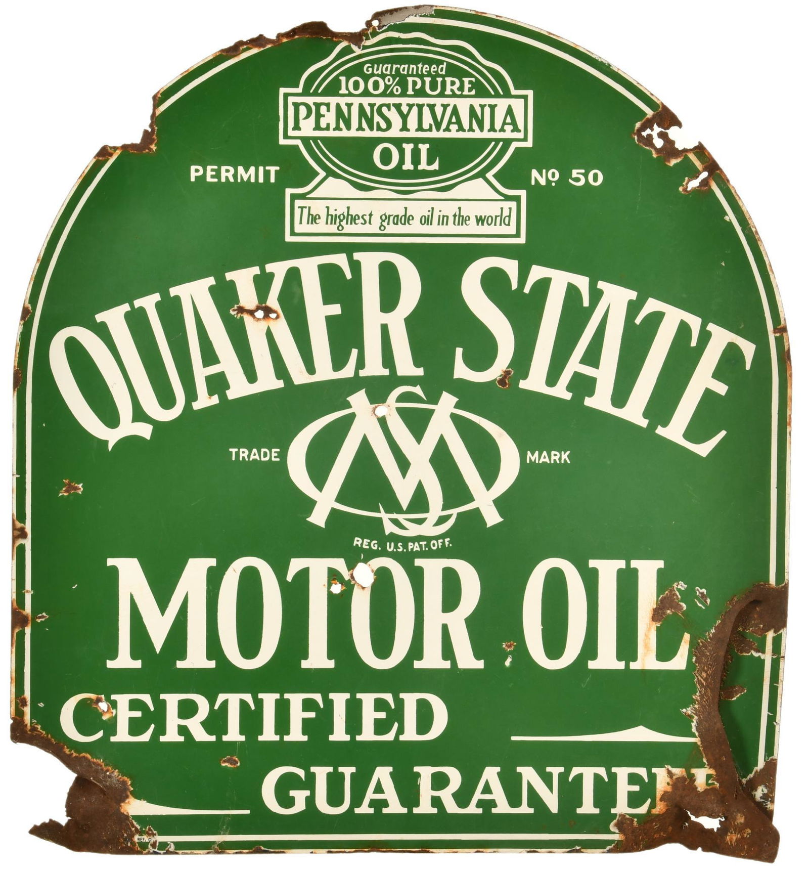 Quaker State Motor Oil Tombstone Sign (1 of 2)