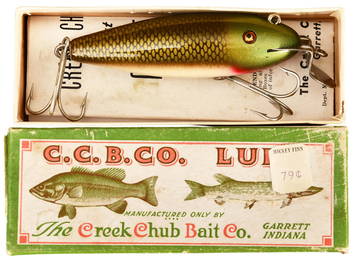 Creek Chub #109 Green Back Wiggler With Correct End Label Box
