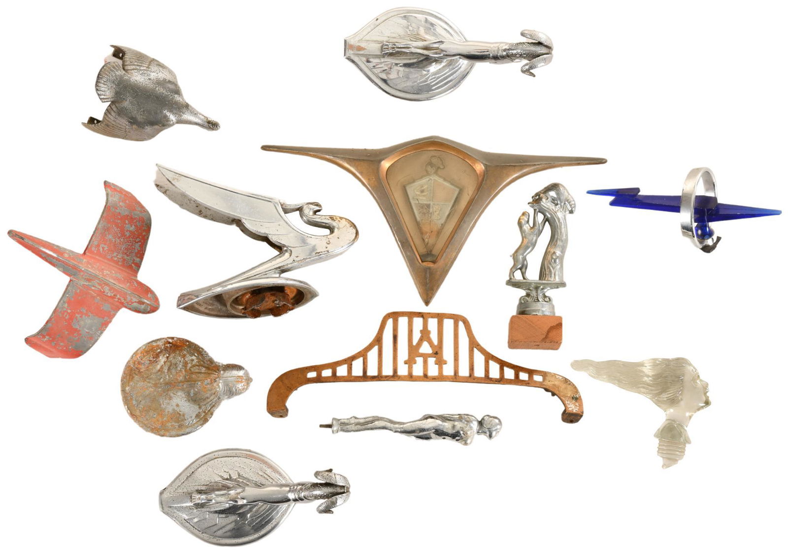 Box Lot of 12 Hood Ornaments and Radiator Caps (1 of 1)