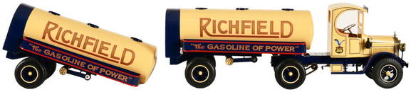 Retro 1-2-3 Richfield Tank Truck With Double Pup Trailers