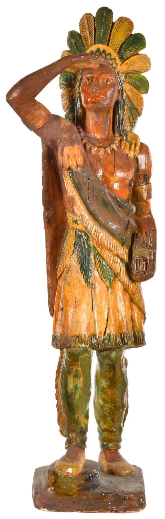 1920's Cigar Store Indian Chief Plaster Statue (1 of 2)