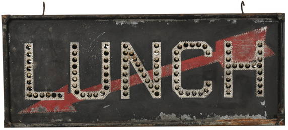 Lunch Punched Tin Sign With Arrow