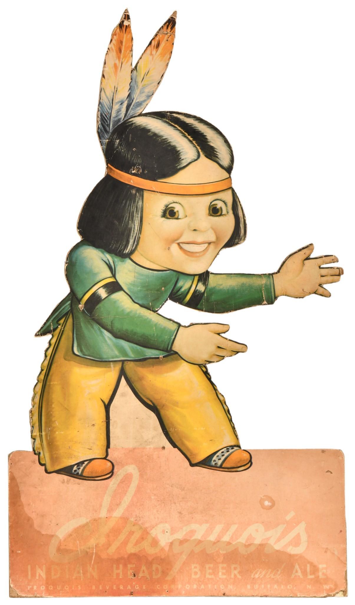 Iroquois Indian Head Beer and Ale Die Cut Sign (1 of 2)