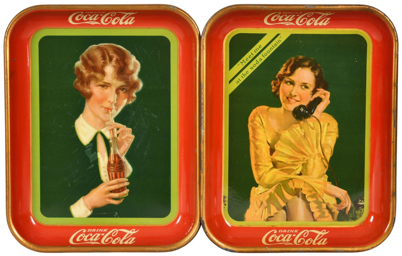 Lot Of 2 Coca-Cola Trays 1928 & 1930 (1 of 2)