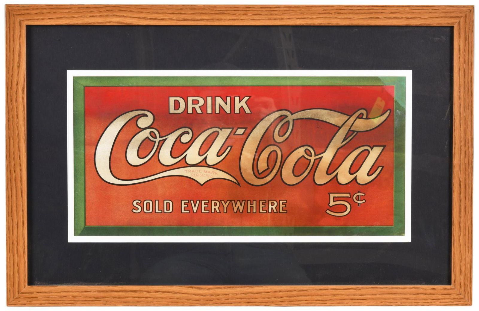 Rare Drink Coca-Cola 5 Cent Trolley Car Sign (1 of 2)