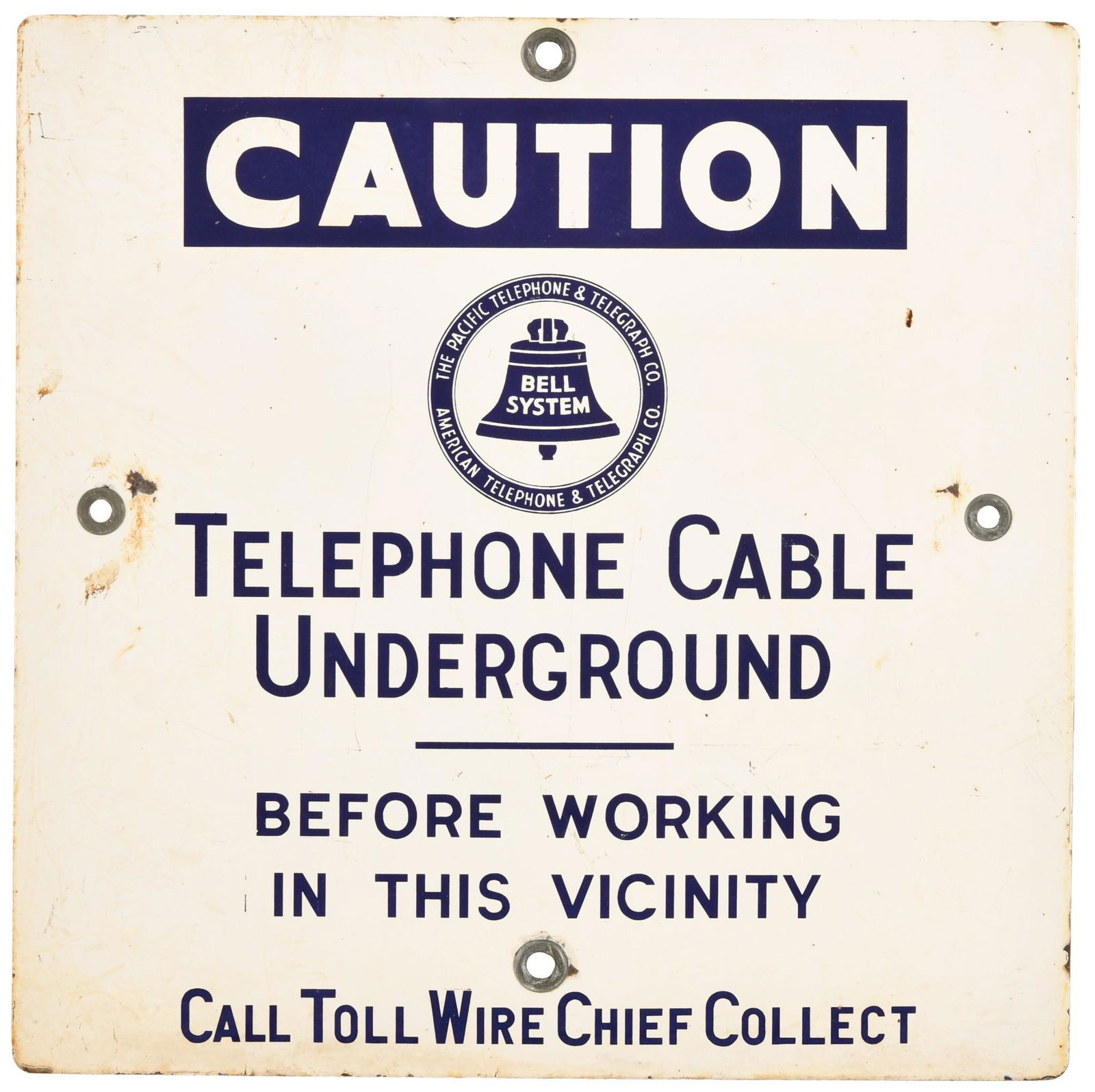 Caution Bell Systems Telephone Sign (1 of 2)