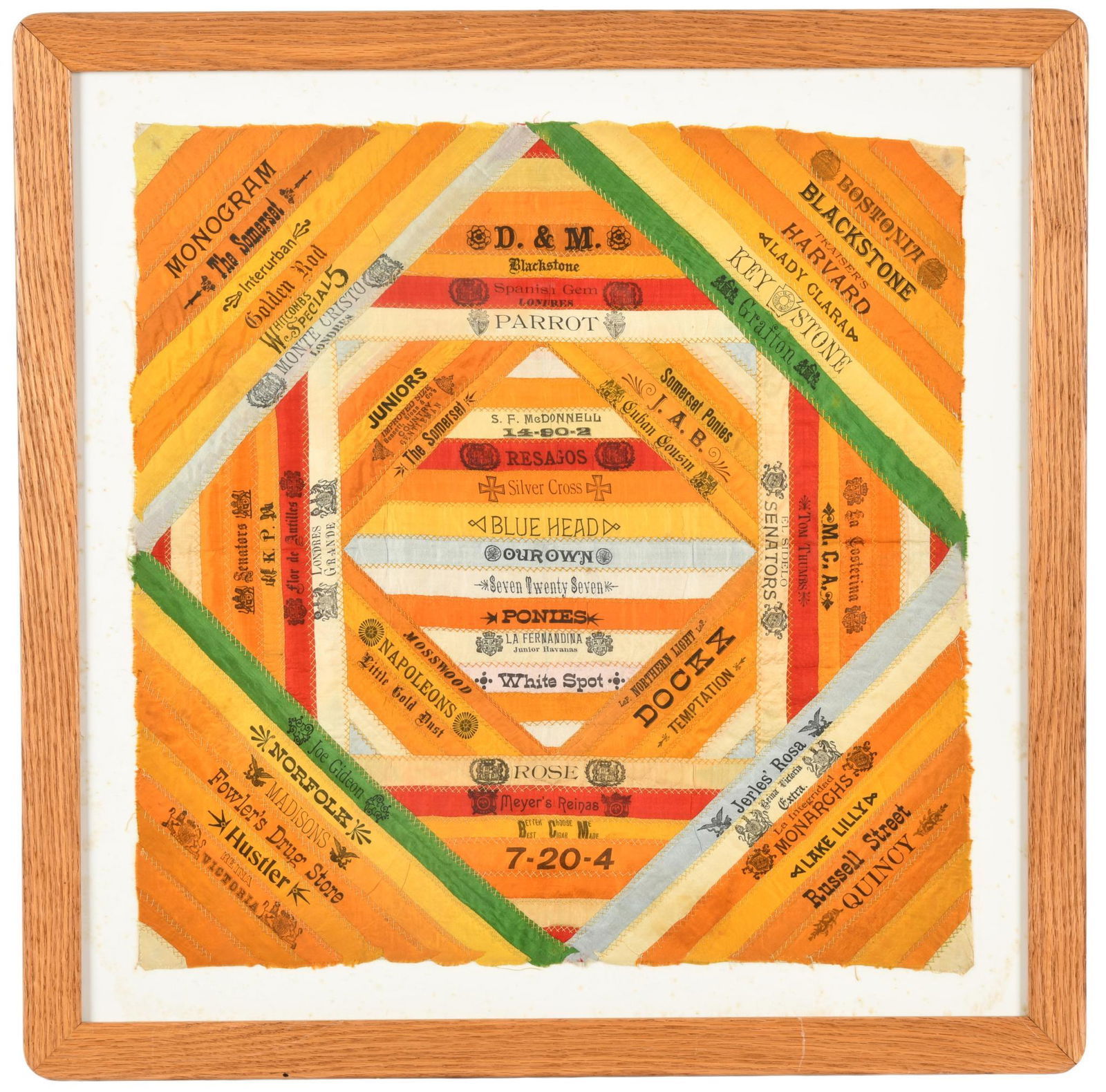 Silk Cigar Bands Quilt Square In Frame (1 of 2)