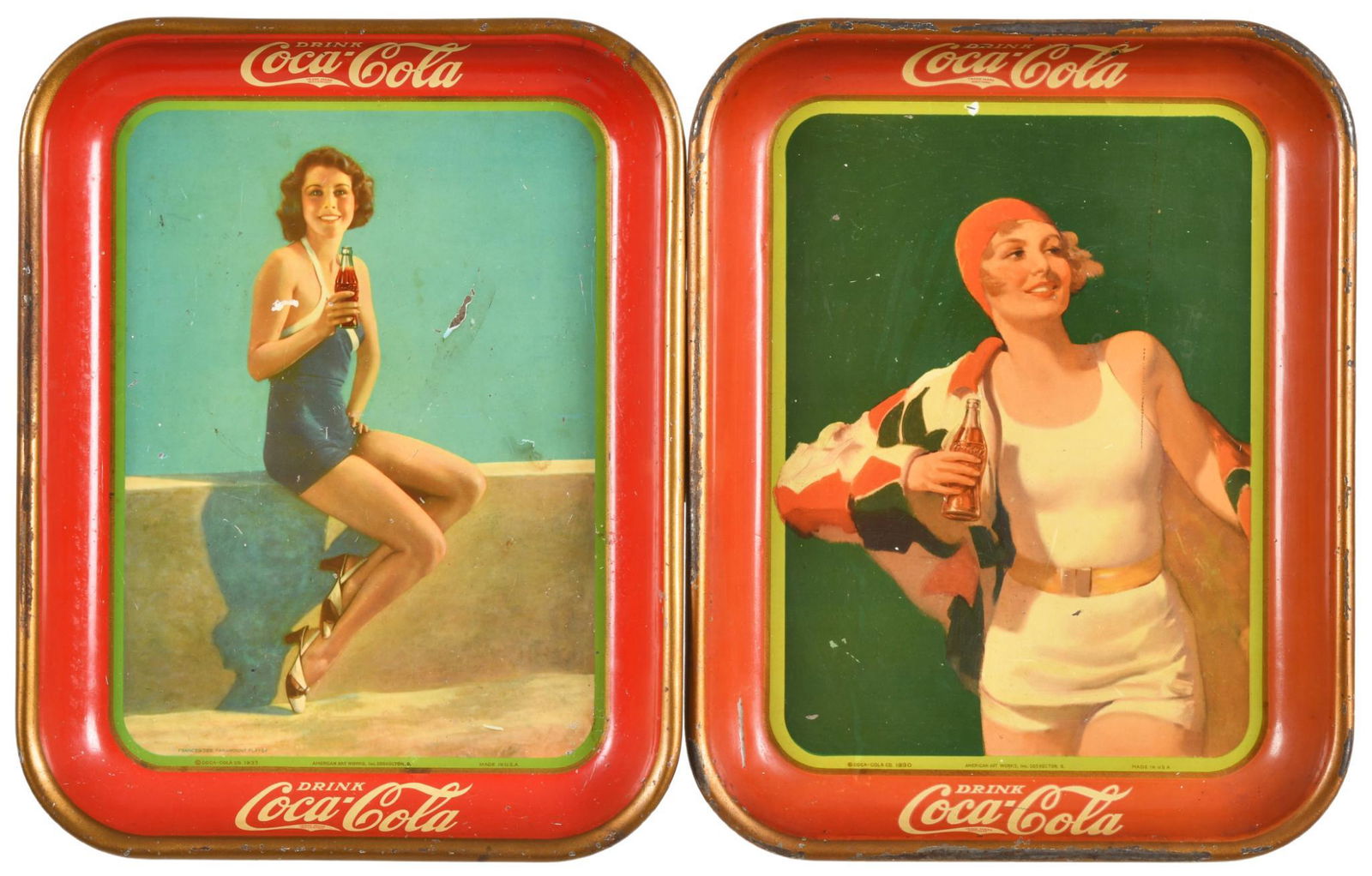 Lot Of 2 Coca-Cola Trays 1930 & 1933 (1 of 2)