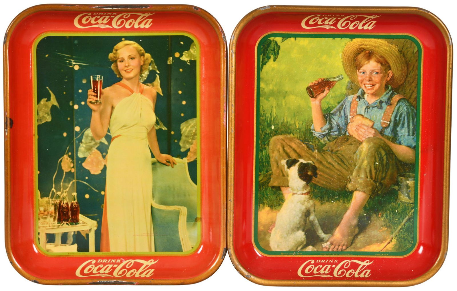 Lot Of 2 Coca-Cola Trays 1931 & 1935 (1 of 2)