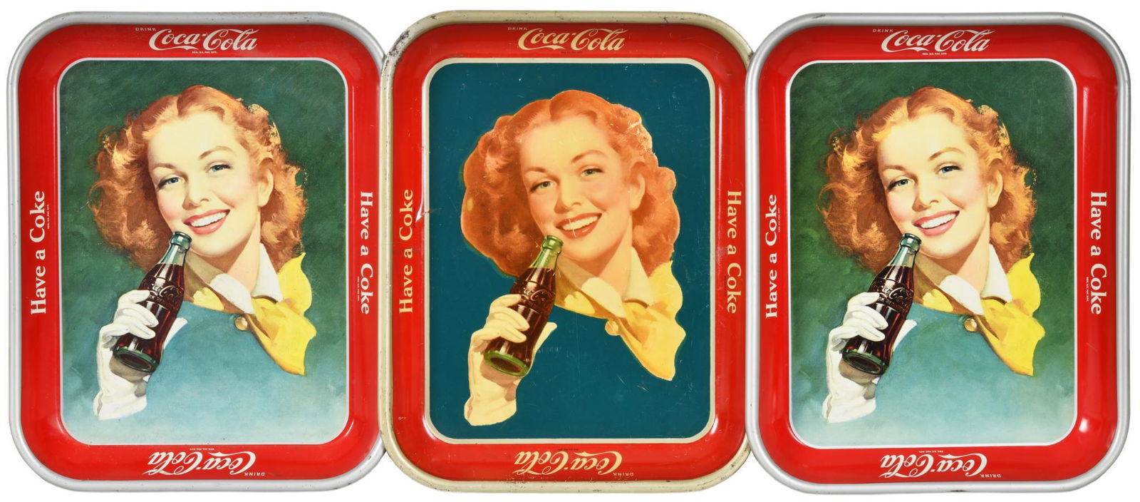 Lot Of 3 Coca-Cola Trays 1950-1952 (1 of 2)