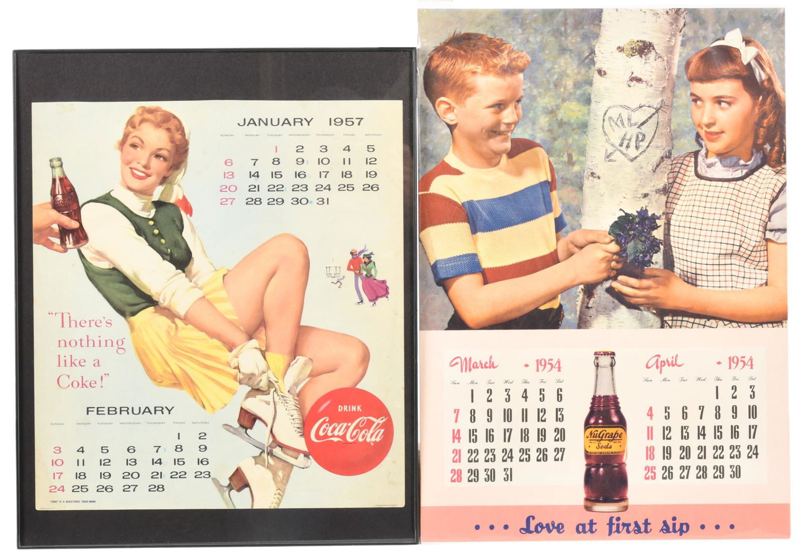1957 Coca-Cola and 1954 Nu Grape Calendars (1 of 1)