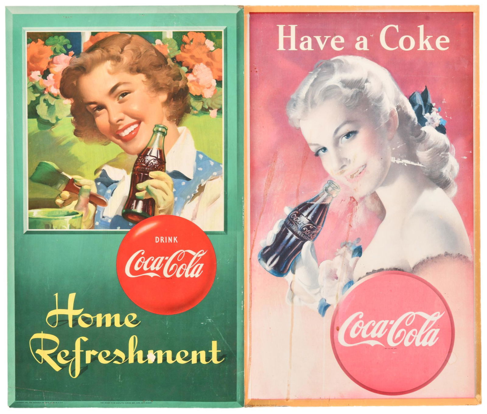 Lot of 2 Coca-Cola Cardboard Signs (1 of 1)