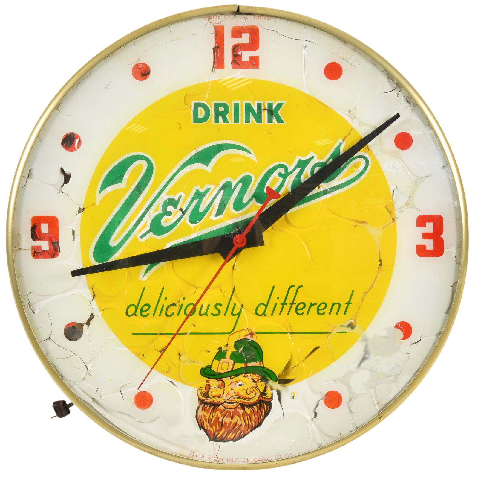 Drink Vernors Tel-A-Sign Clock (1 of 3)