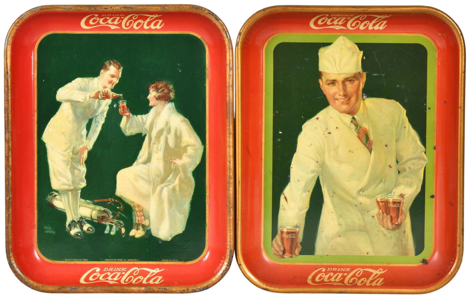 Lot Of 2 Coca-Cola Trays 1928 & 1926 (1 of 2)