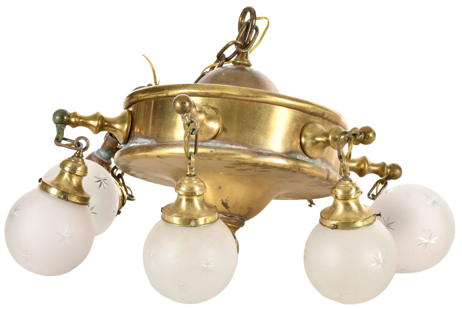 Hanging Brass Light Fixture With Globes (1 of 1)