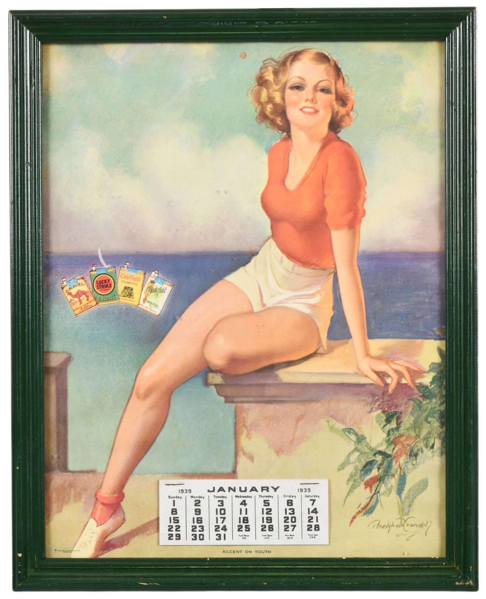 Accent On Youth Pin Up Girl Cigarette Advertising Calendar (1 of 2)