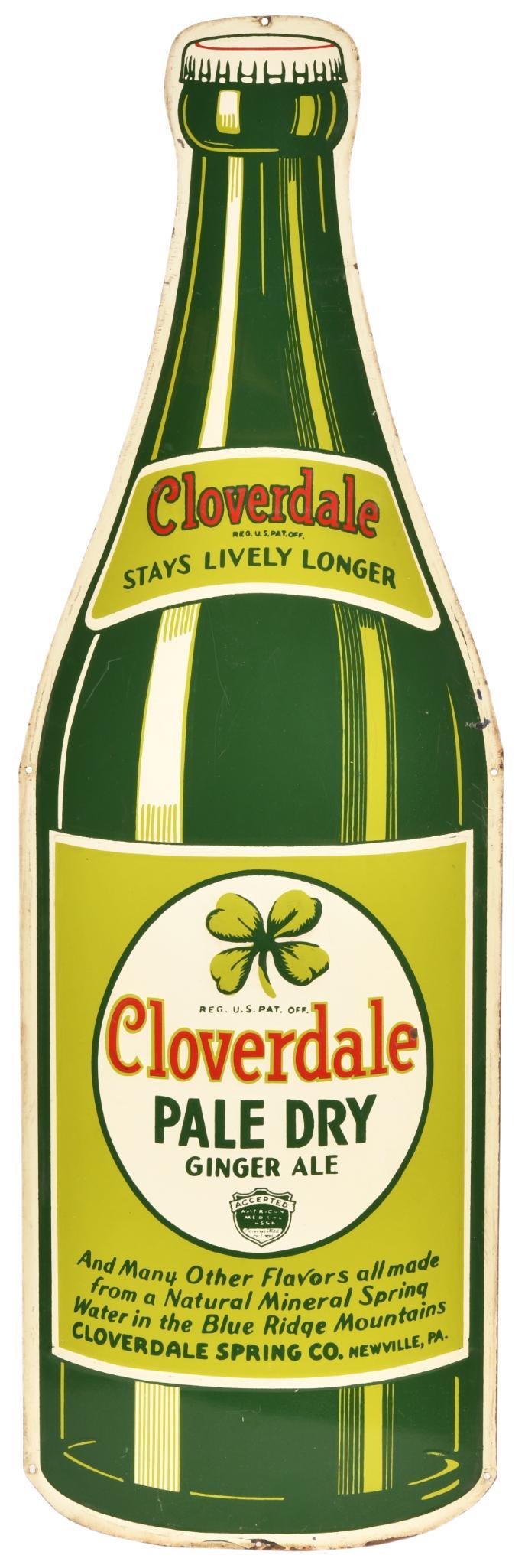 Cloverdale Pale Dry Ginger Ale Diecut Bottle Sign (1 of 2)