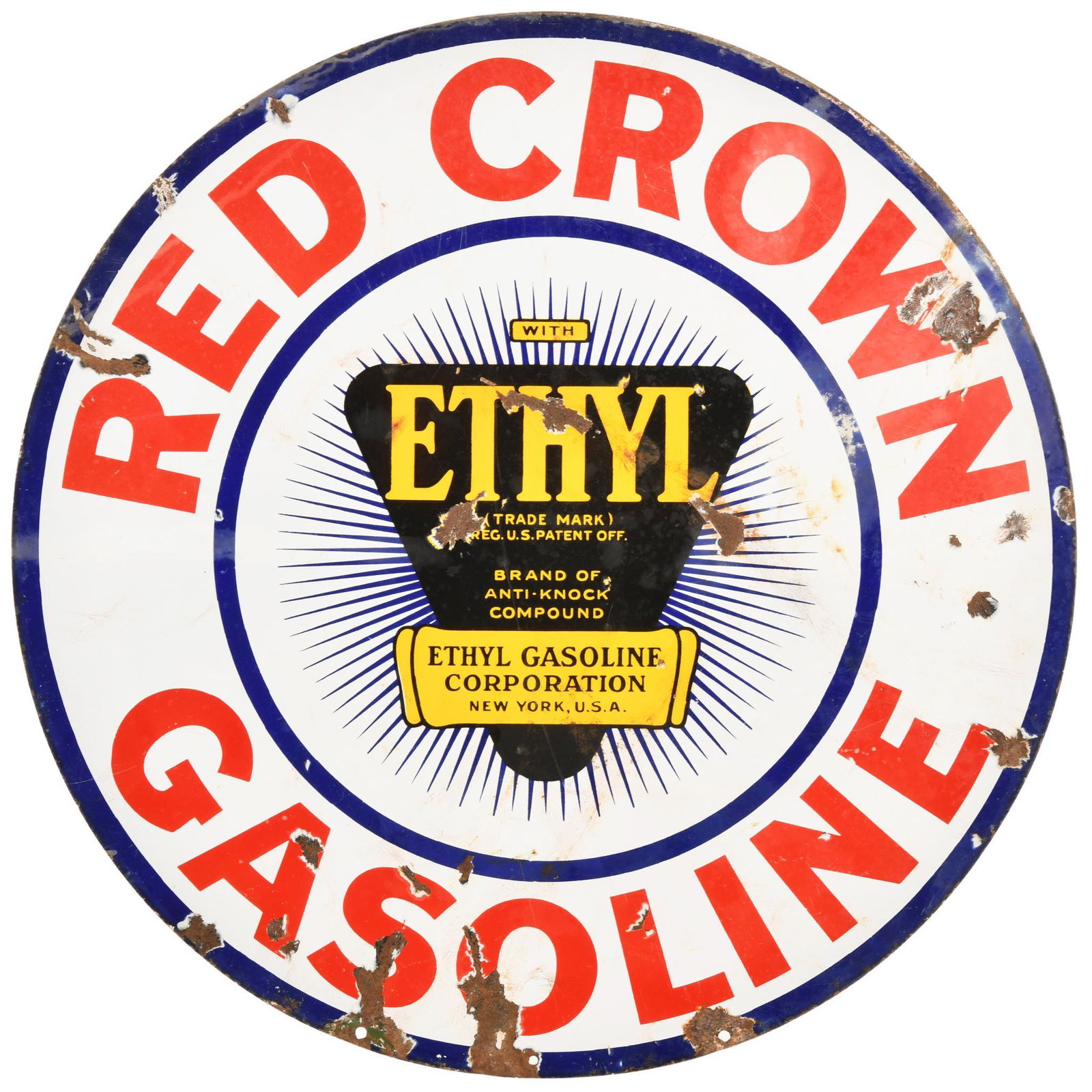 Red Crown Ethyl Gasoline Curb Sign (1 of 2)