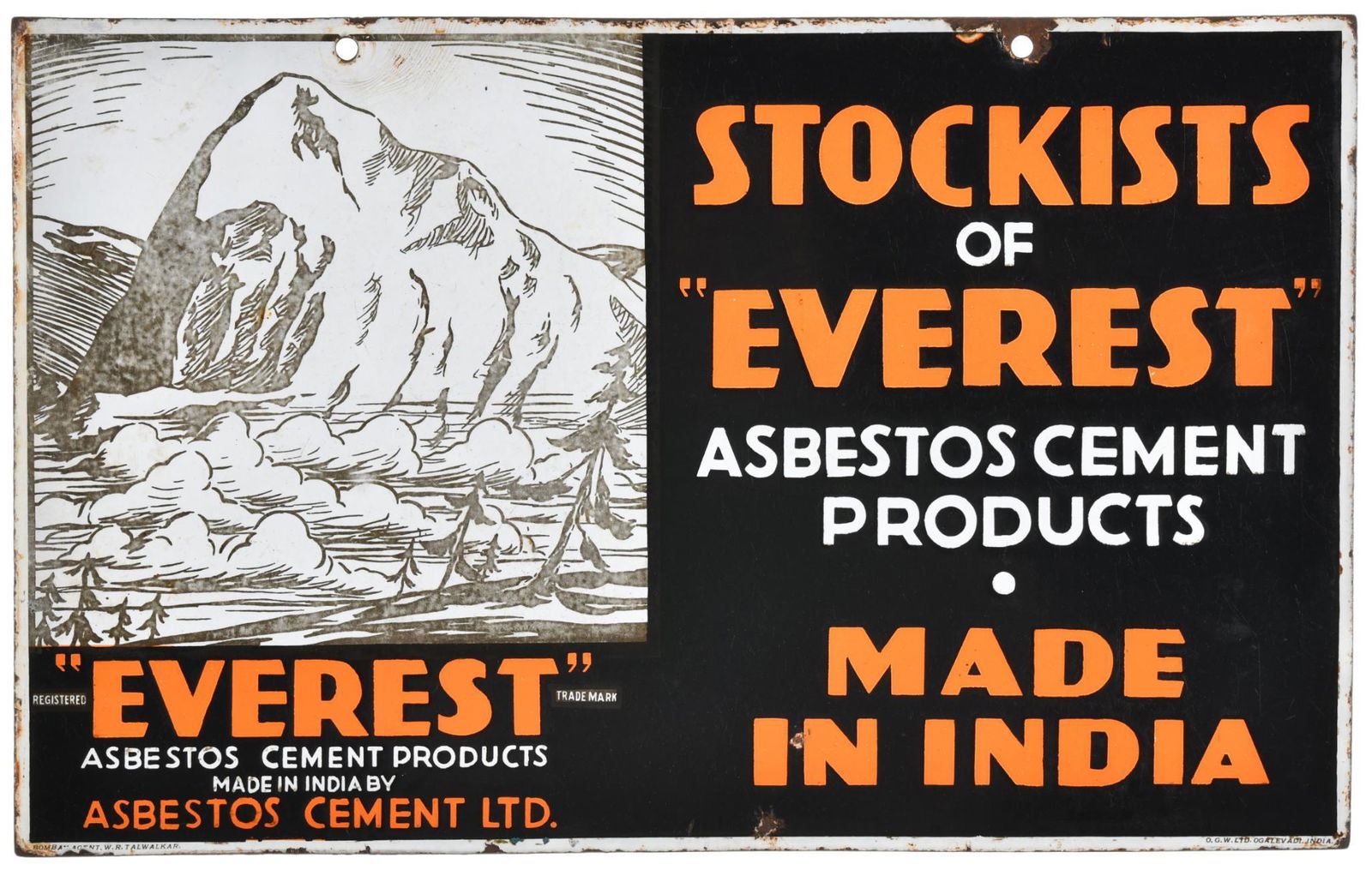 Stockists Of Everest Asbestos Cement Products Sign (1 of 2)
