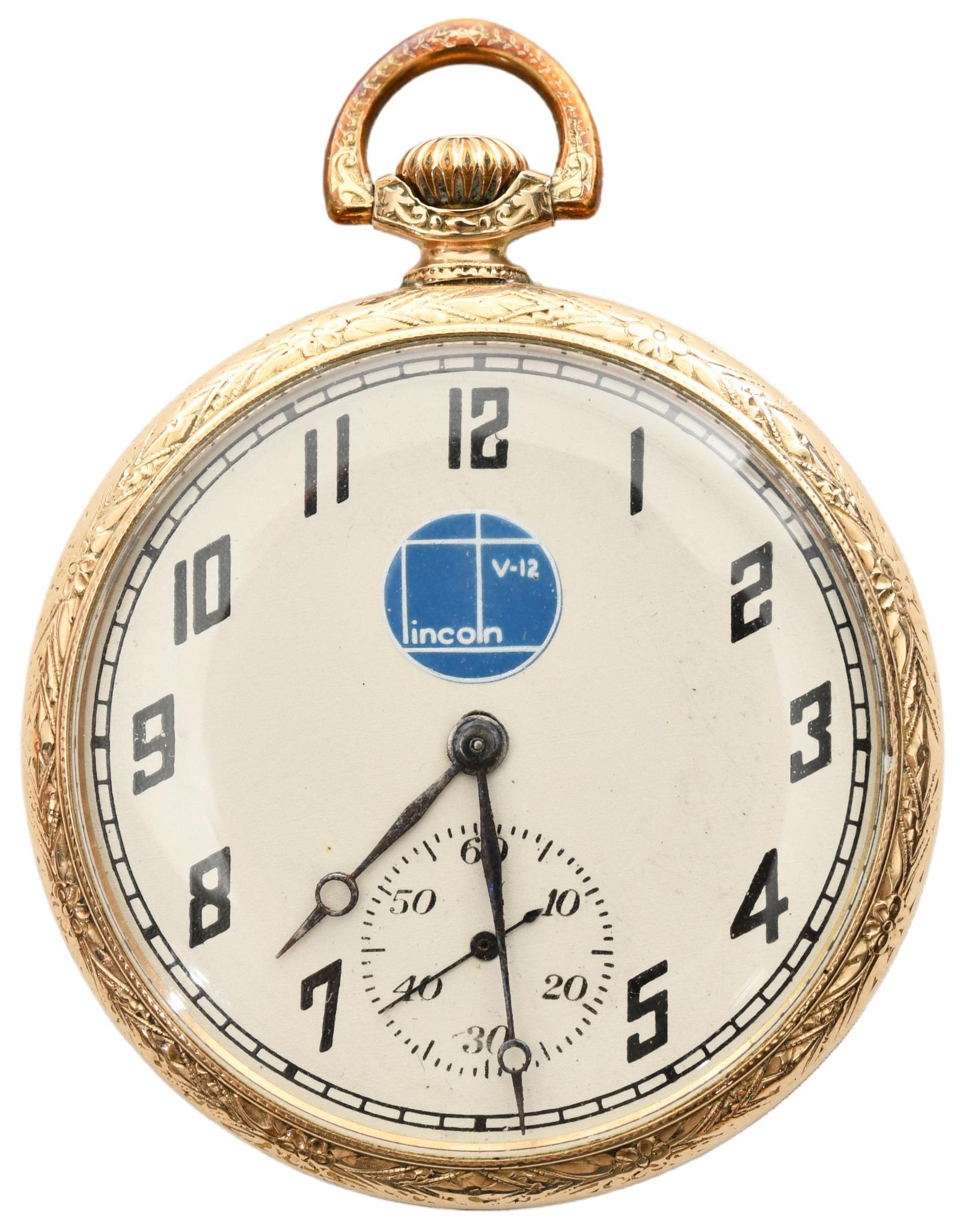 Waltham Watch Company Lincoln V-12 Pocket Watch: Serial number: 23917973, model 1894, 15 jewel, size 12s, Keystone 10k gold filled watch case, likely produced around 1921,working condition, shows very light wear and paint/finish loss, really nice lo