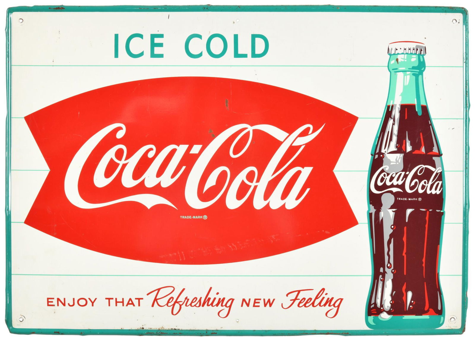 Coca-Cola Ice Cold Sign With Fishtail & Bottle (1 of 2)