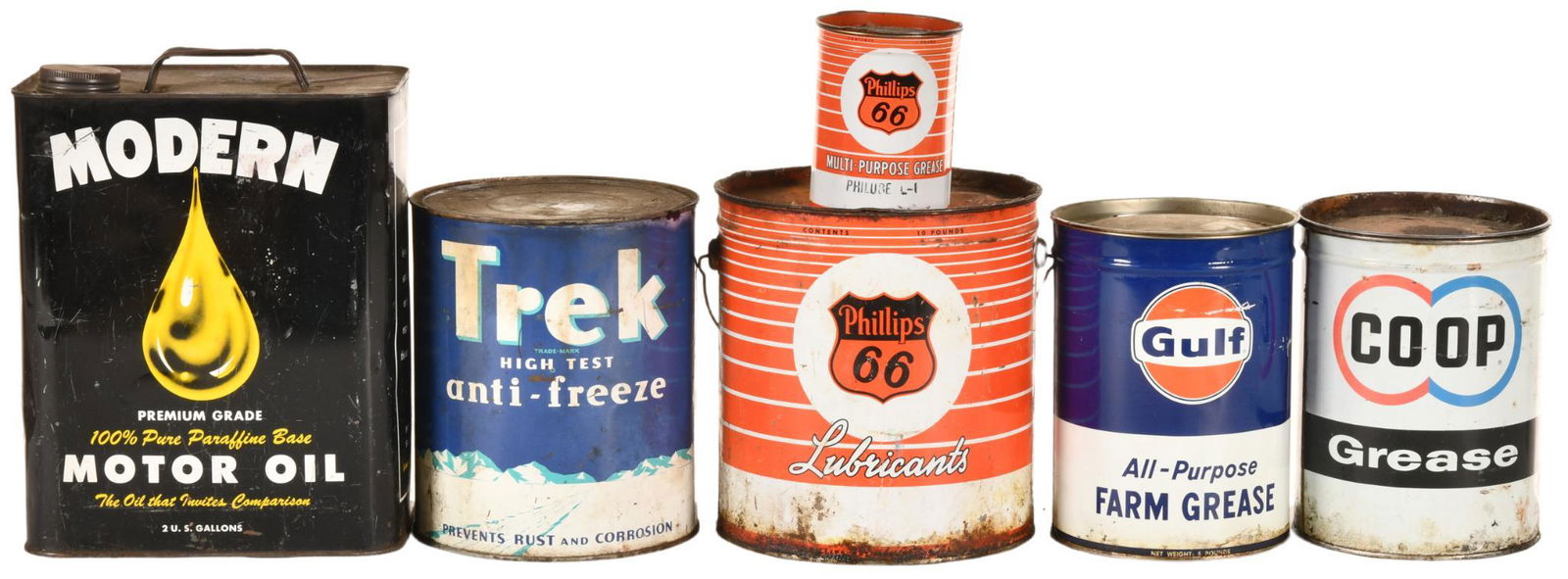 Lot of 6 Oil/Grease/Anti Freeze Cans (1 of 2)