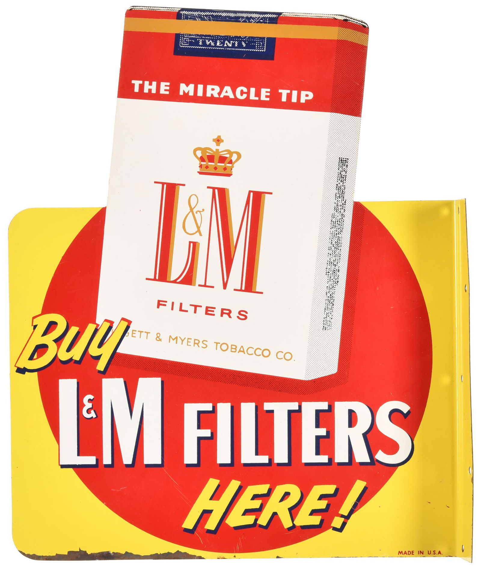 L&M and Chesterfield Cigarettes Die Cut Flange Sign (1 of 2)