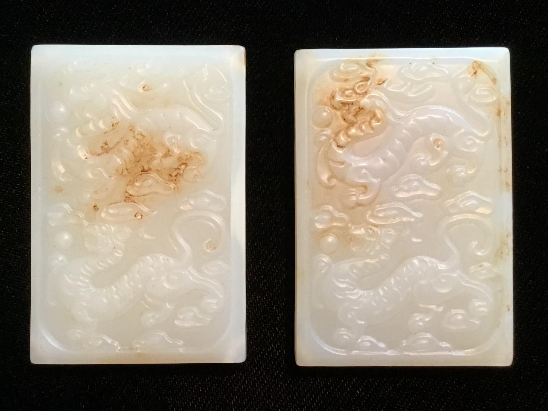 TWO CHINESE WHITE JADE BELT PLAQUES (1 of 4)