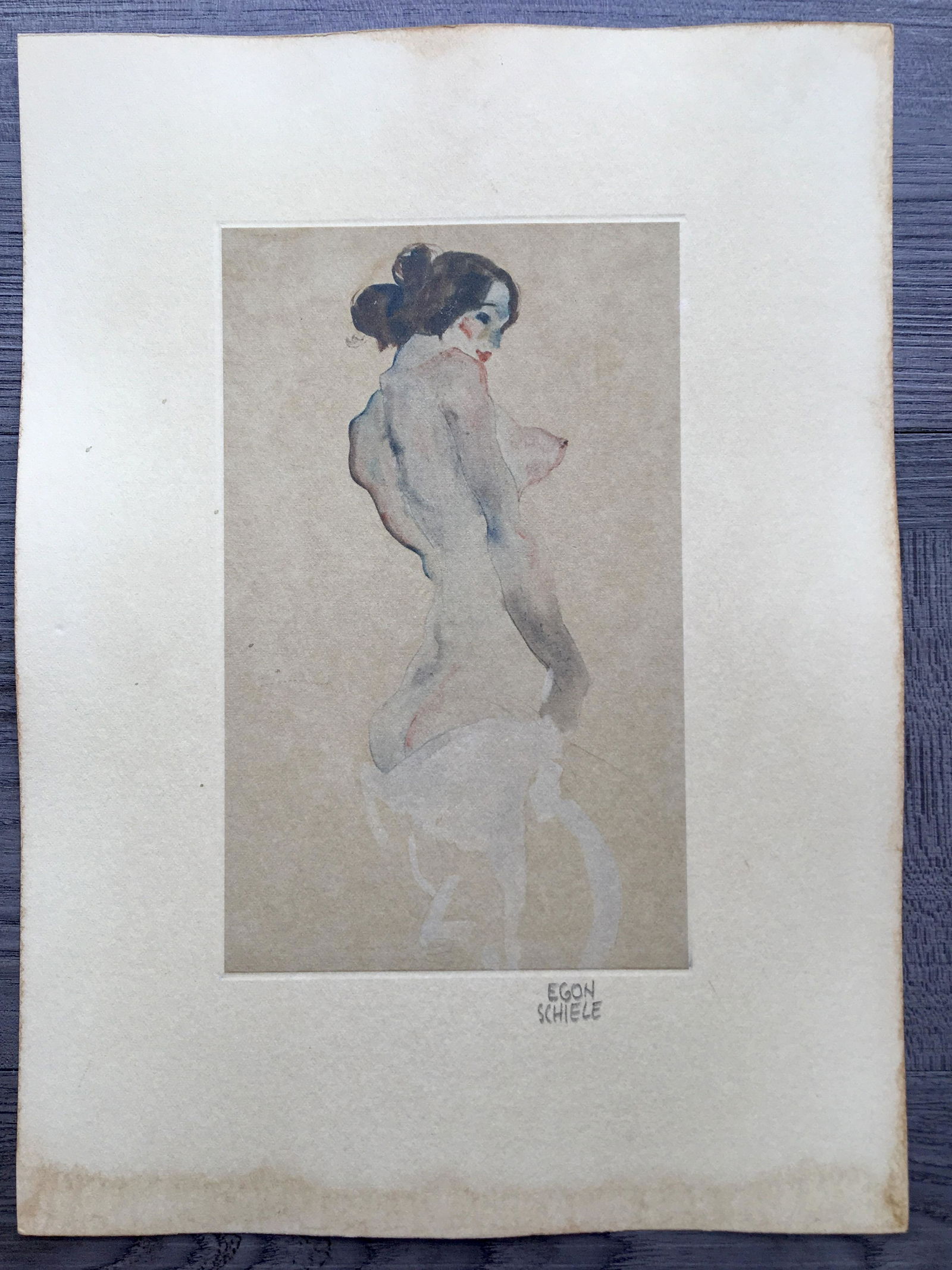 EGON SCHIELE LITHOGRAPH: IN THE MANNER OF EGON SCHIELE PENCIL SIGNED LITHOGRAPH ON LITHOGRAPHIC PAPER. Egon Schiele (Austrian, 1890-1918): Signed bottom right. No COA. Egon Schiele was a leading figure of the Austrian Express