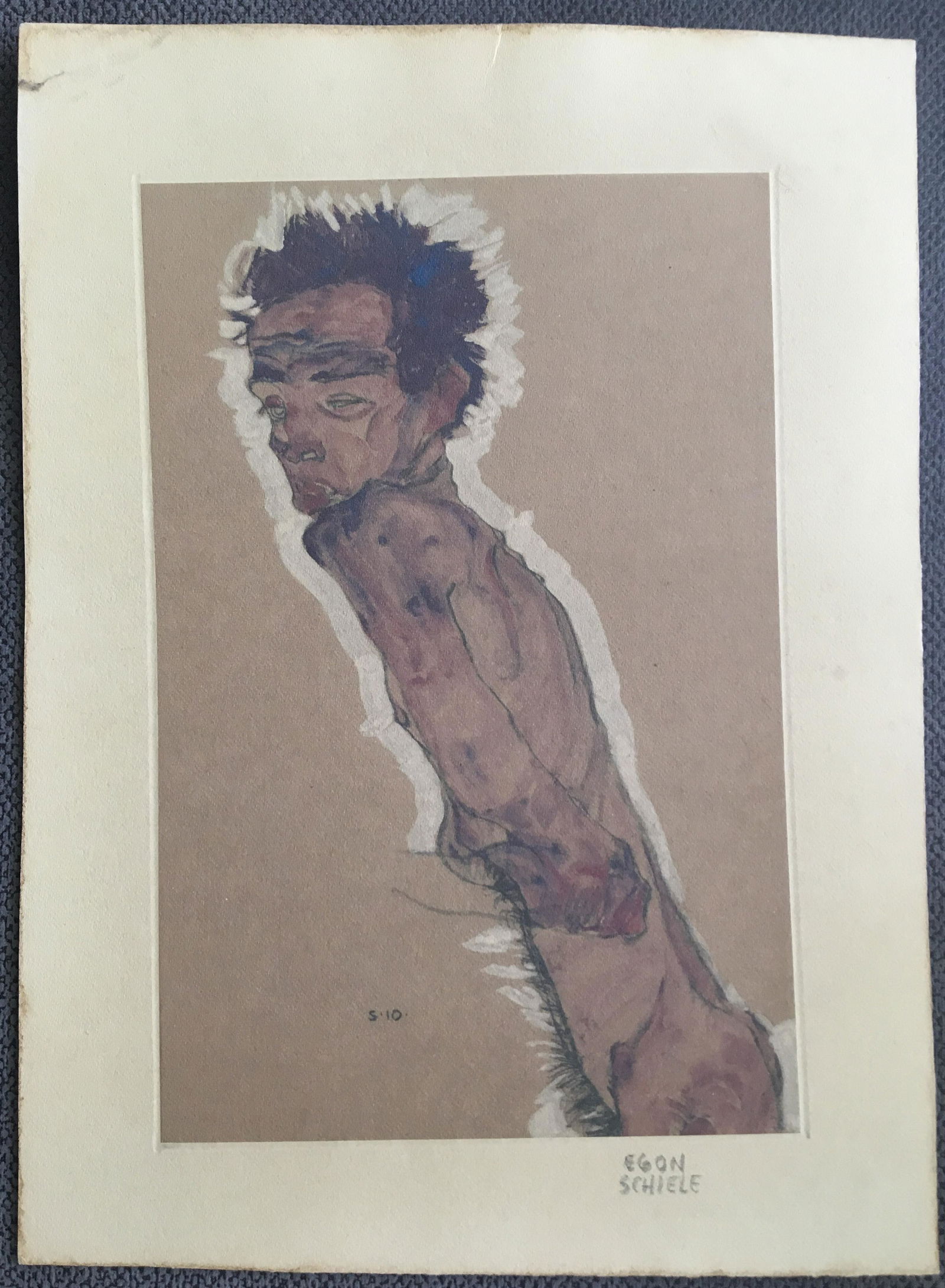 EGON SCHIELE LITHOGRAPH: After EGON SCHIELE PENCIL SIGNED LITHOGRAPH ON THICK LITHOGRAPHIC PAPER. Egon Schiele (Austrian, 1890-1918): Signed bottom right. Egon Schiele was a leading figure of the Austrian Expressionist moveme